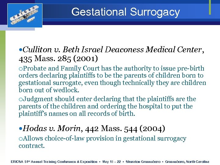 E R I C S A Gestational Surrogacy Culliton v. Beth Israel Deaconess Medical