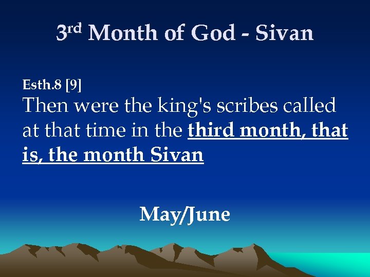 3 rd Month of God - Sivan Esth. 8 [9] Then were the king's