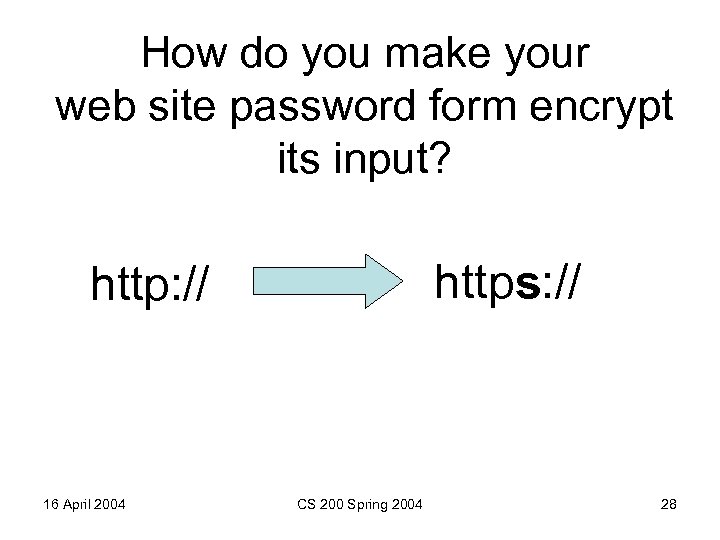 How do you make your web site password form encrypt its input? https: //