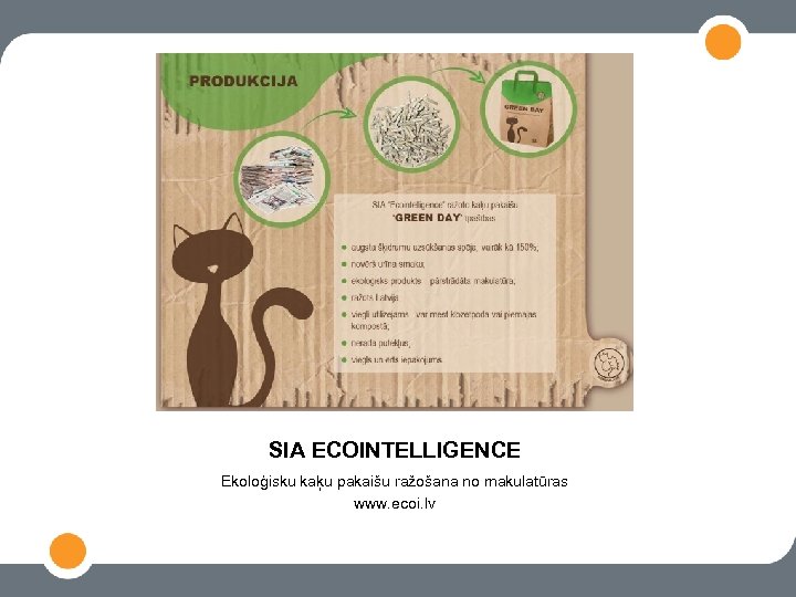 SIA ECOINTELLIGENCE Ekoloģisku kaķu pakaišu ražošana no makulatūras www. ecoi. lv 