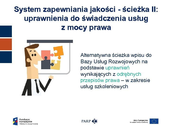 System zapewniania jakości - ścieżka II: uprawnienia do świadczenia usług z mocy prawa Alternatywna