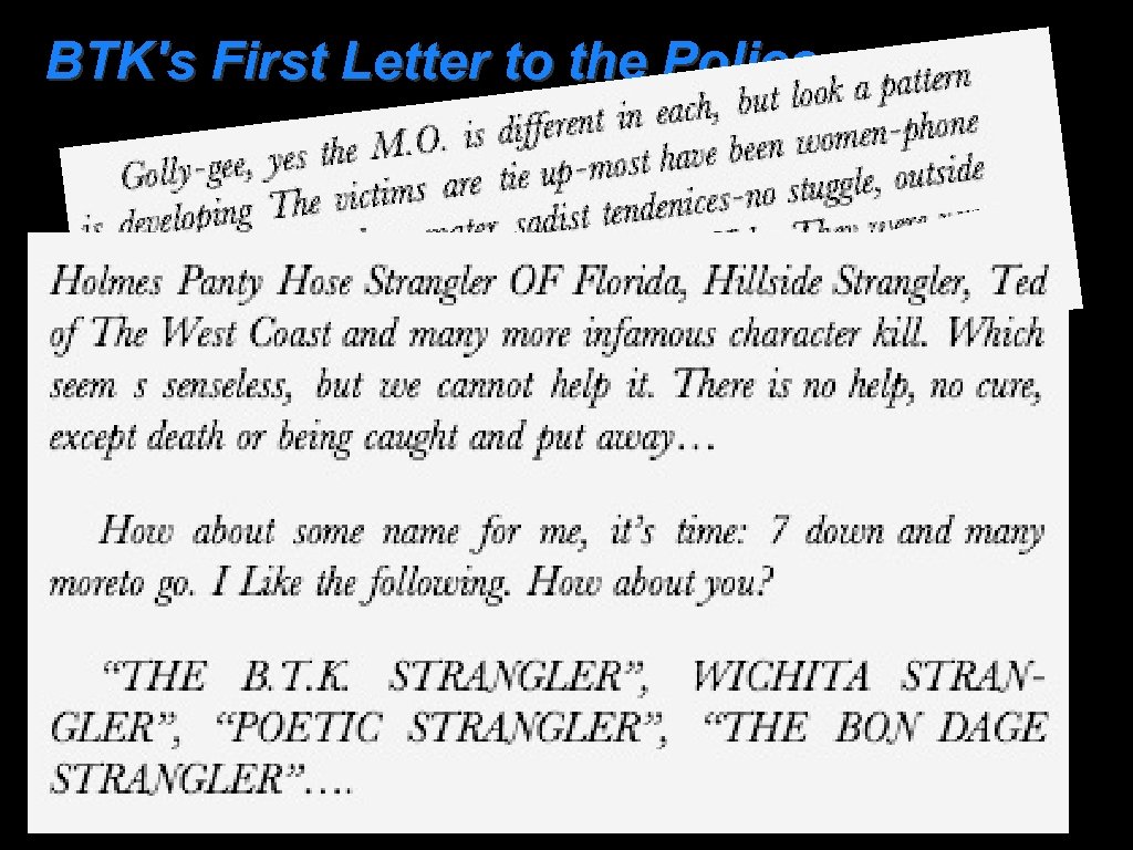BTK's First Letter to the Police 