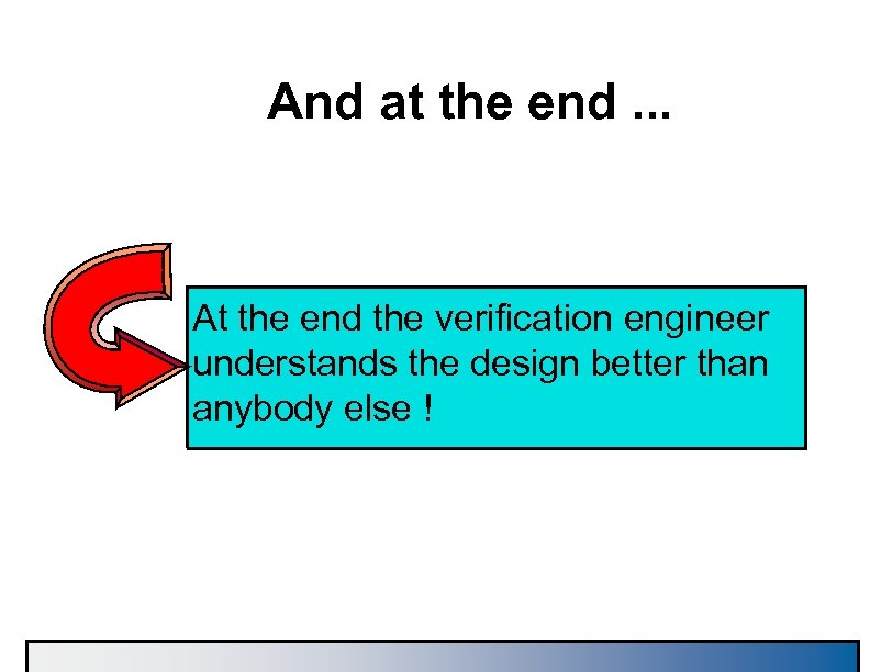 And at the end. . . At the end the verification engineer understands the