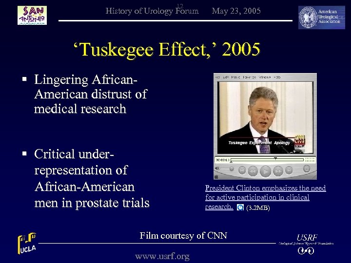 12 History of Urology Forum May 23, 2005 ‘Tuskegee Effect, ’ 2005 § Lingering