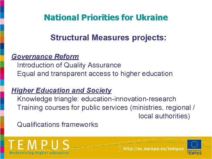 National Priorities for Ukraine Structural Measures projects: Governance Reform Introduction of Quality Assurance Equal
