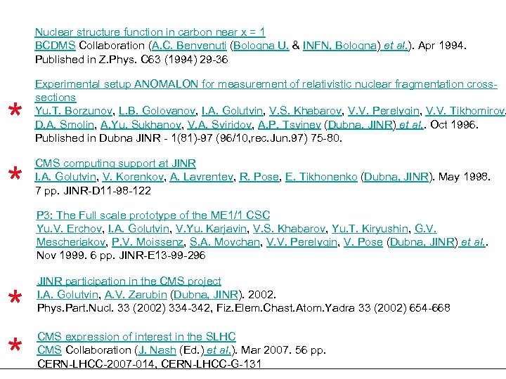 Nuclear structure function in carbon near x = 1 BCDMS Collaboration (A. C. Benvenuti