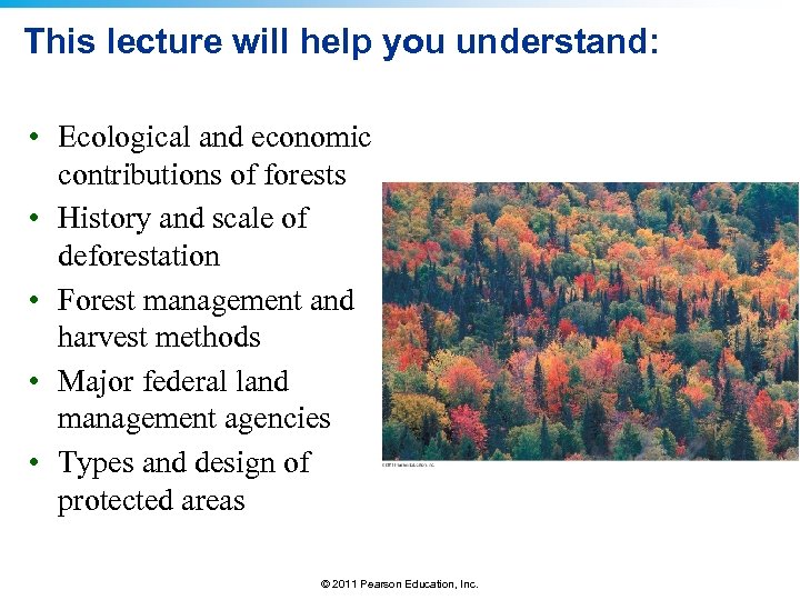 This lecture will help you understand: • Ecological and economic contributions of forests •