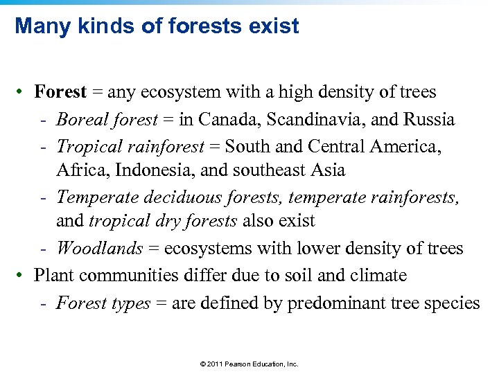 Many kinds of forests exist • Forest = any ecosystem with a high density