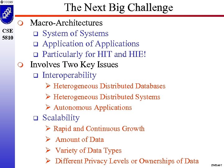 The Next Big Challenge m CSE 5810 m Macro-Architectures q System of Systems q