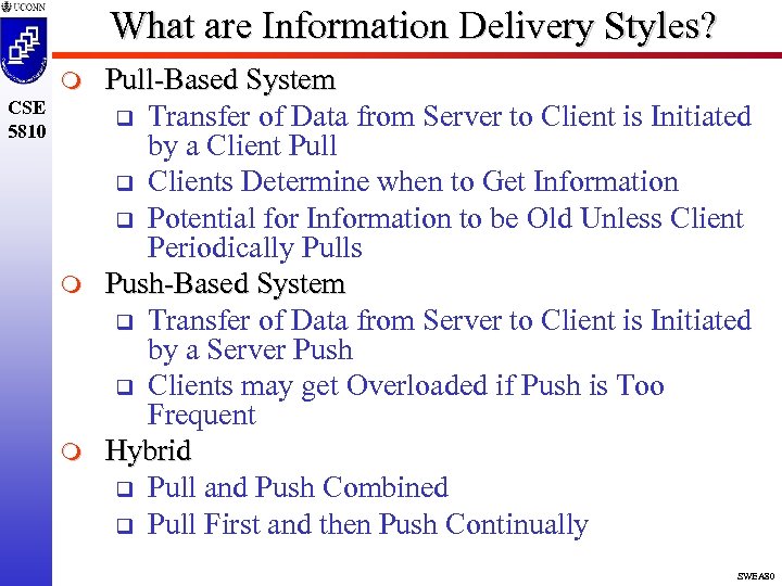 What are Information Delivery Styles? m CSE 5810 m m Pull-Based System q Transfer