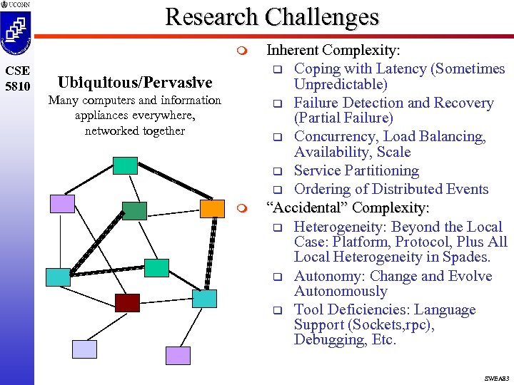 Research Challenges m CSE 5810 Ubiquitous/Pervasive Many computers and information appliances everywhere, networked together