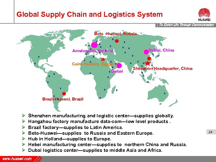 Global Supply Chain and Logistics System To Enrich Life Through Communication Beto -Huawei, Russia