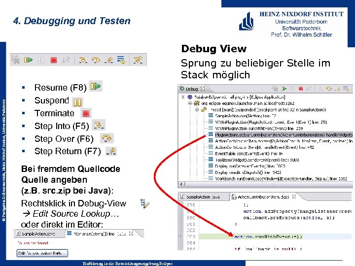 4. Debugging und Testen © Fachgebiet Softwaretechnik, Heinz Nixdorf Institut, Universität Paderborn Kontrollleiste §