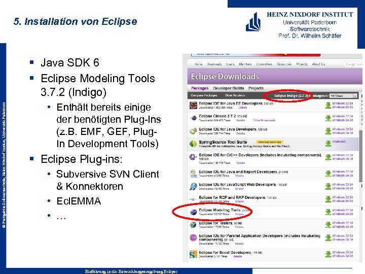 5. Installation von Eclipse © Fachgebiet Softwaretechnik, Heinz Nixdorf Institut, Universität Paderborn § Java
