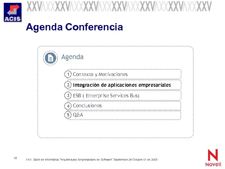 Agenda Conferencia Agenda 1 Contexto y Motivaciones 2 Integración de aplicaciones empresariales 3 ESB