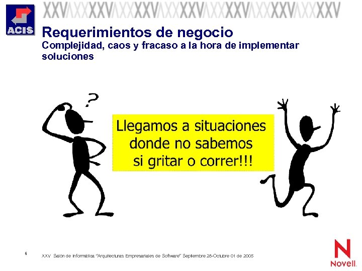 Requerimientos de negocio Complejidad, caos y fracaso a la hora de implementar soluciones 6