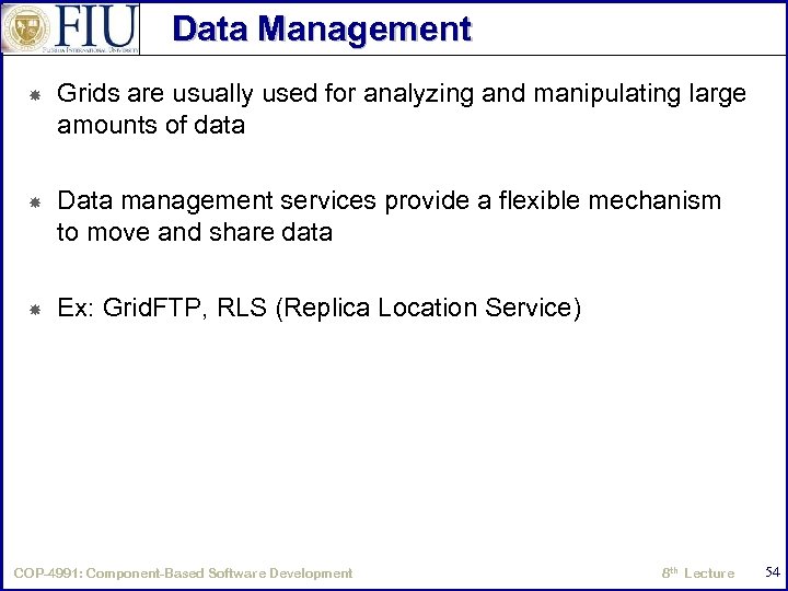 Data Management Grids are usually used for analyzing and manipulating large amounts of data