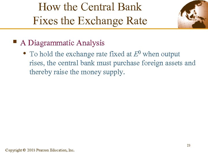 How the Central Bank Fixes the Exchange Rate § A Diagrammatic Analysis • To
