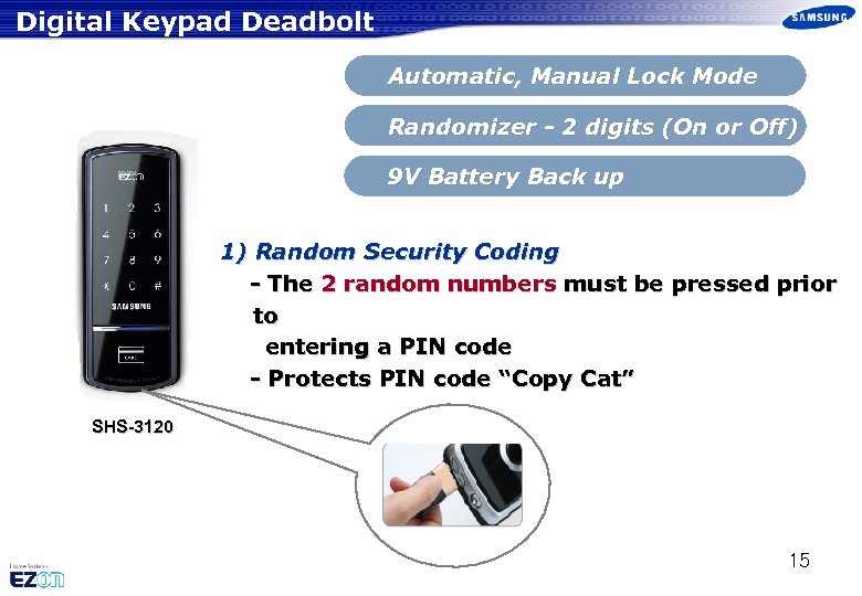 Digital Keypad Deadbolt Automatic, Manual Lock Mode Randomizer - 2 digits (On or Off)