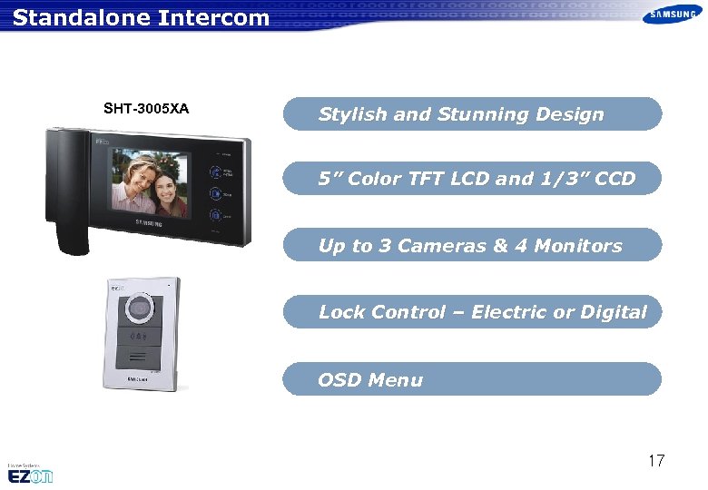 Standalone Intercom SHT-3005 XA Stylish and Stunning Design 5” Color TFT LCD and 1/3”