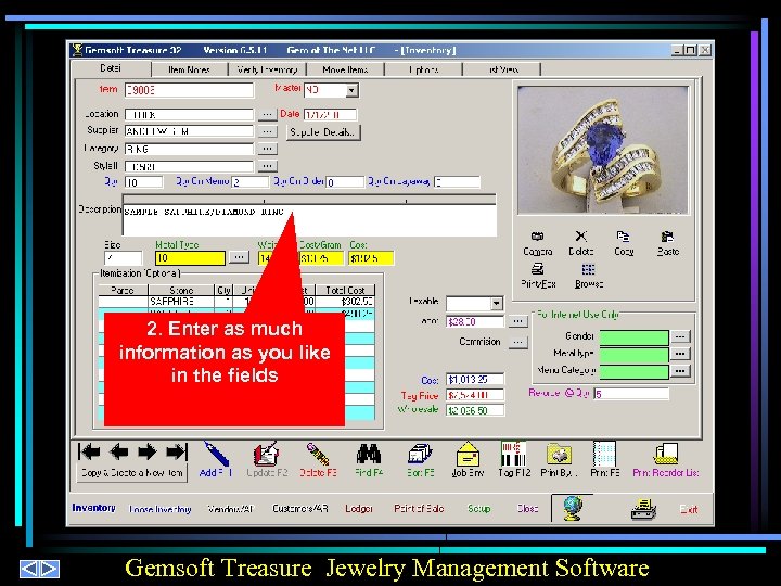 2. Enter as much information as you like in the fields Gemsoft Treasure Jewelry