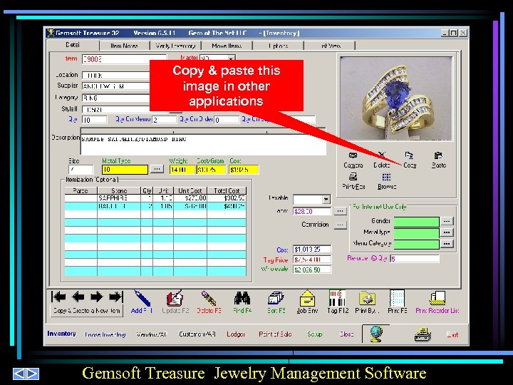 Copy & paste this image in other applications Gemsoft Treasure Jewelry Management Software 