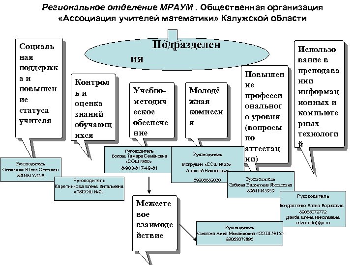 Региональное отделение МРАУМ. Общественная организация «Ассоциация учителей математики» Калужской области Социаль ная поддержк аи