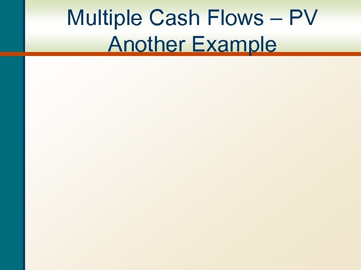 Multiple Cash Flows – PV Another Example 