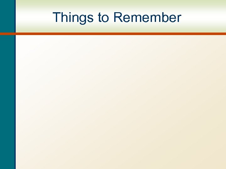 Things to Remember 