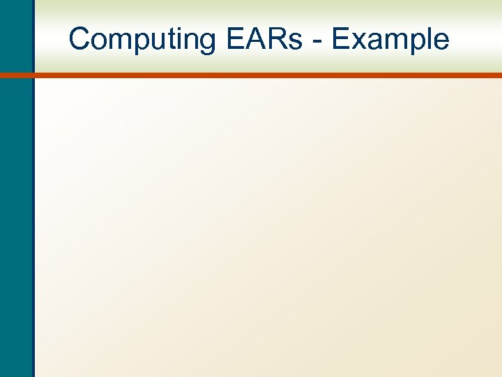Computing EARs - Example 
