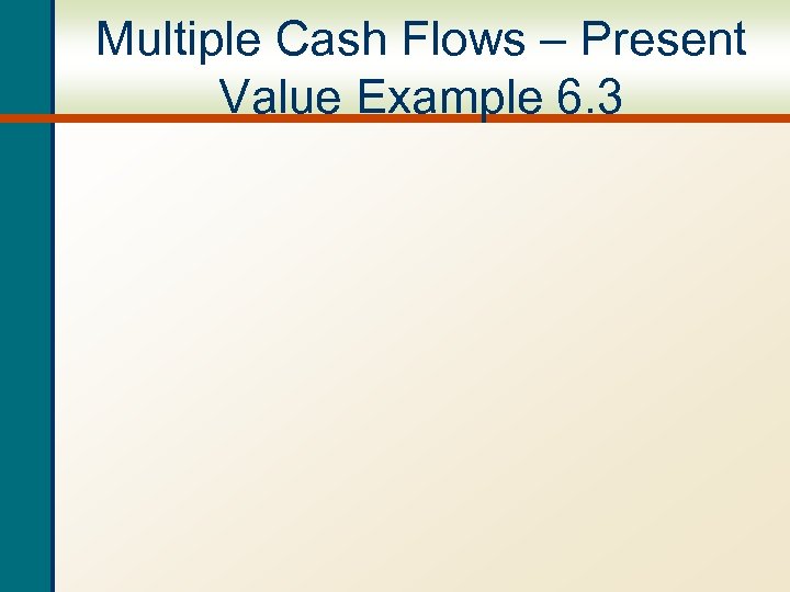 Multiple Cash Flows – Present Value Example 6. 3 