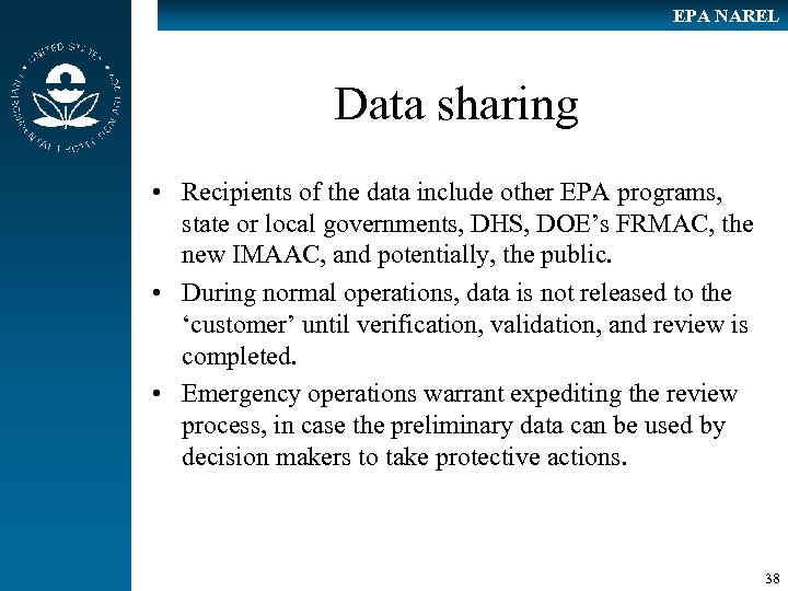 EPA NAREL Data sharing • Recipients of the data include other EPA programs, state