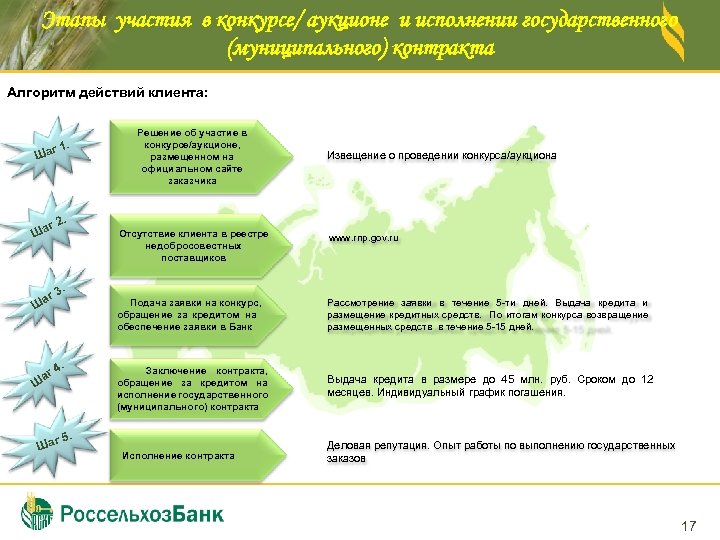 Этапы участия в конкурсе/ аукционе и исполнении государственного (муниципального) контракта Алгоритм действий клиента: .