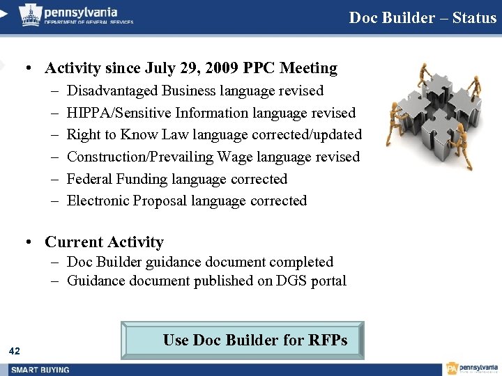 Doc Builder – Status • Activity since July 29, 2009 PPC Meeting – –