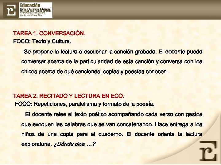 TAREA 1. CONVERSACIÓN. FOCO: Texto y Cultura. Se propone la lectura o escuchar la