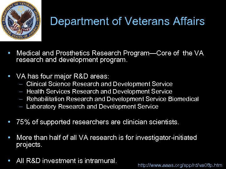 Department of Veterans Affairs • Medical and Prosthetics Research Program—Core of the VA research