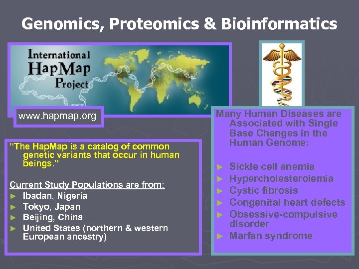 Genomics, Proteomics & Bioinformatics www. hapmap. org “The Hap. Map is a catalog of