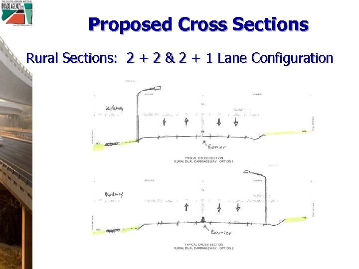 Proposed Cross Sections Rural Sections: 2 + 2 & 2 + 1 Lane Configuration