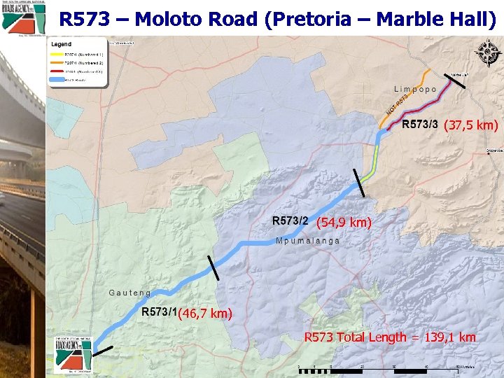 R 573 – Moloto Road (Pretoria – Marble Hall) (37, 5 km) (54, 9