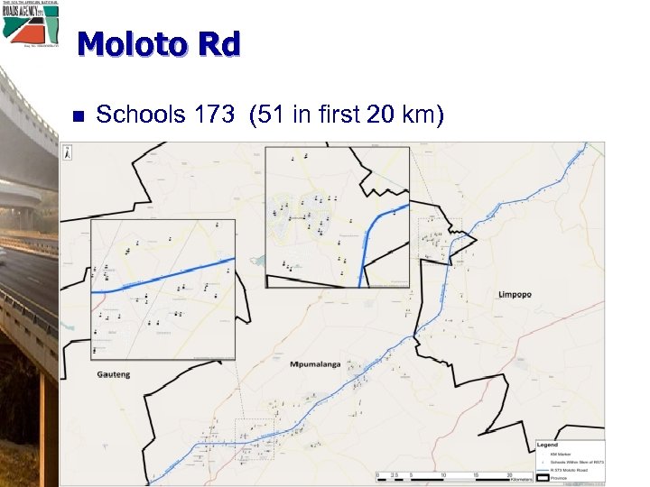 Moloto Rd n Schools 173 (51 in first 20 km) 