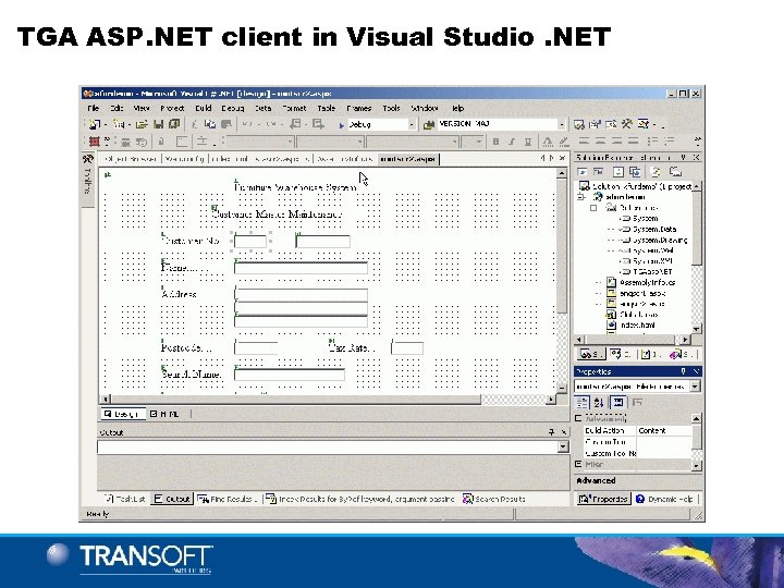 TGA ASP. NET client in Visual Studio. NET 