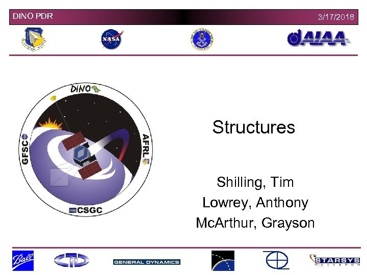 DINO PDR 3/17/2018 Structures Shilling, Tim Lowrey, Anthony Mc. Arthur, Grayson 