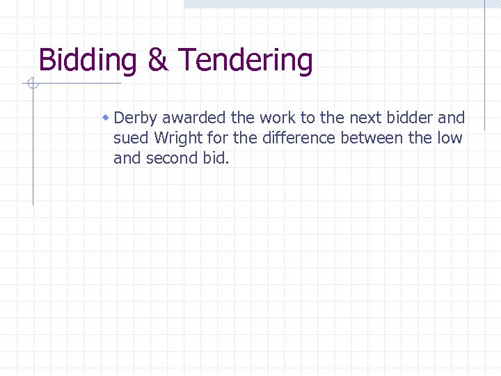 Bidding & Tendering w Derby awarded the work to the next bidder and sued