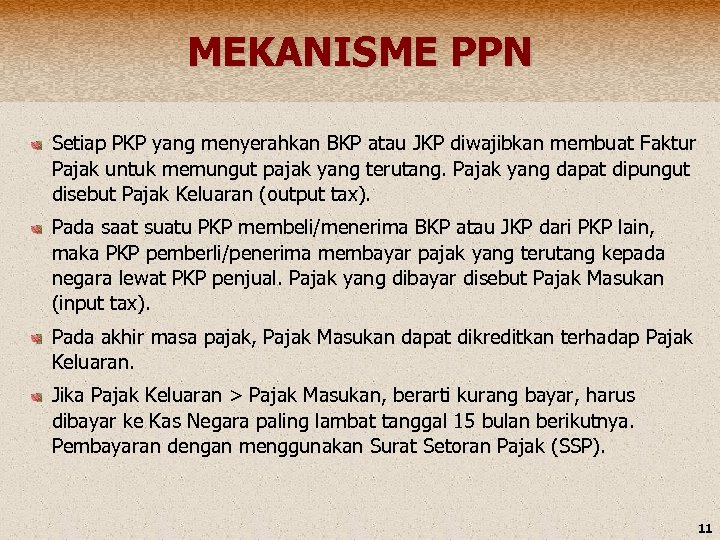MEKANISME PPN Setiap PKP yang menyerahkan BKP atau JKP diwajibkan membuat Faktur Pajak untuk