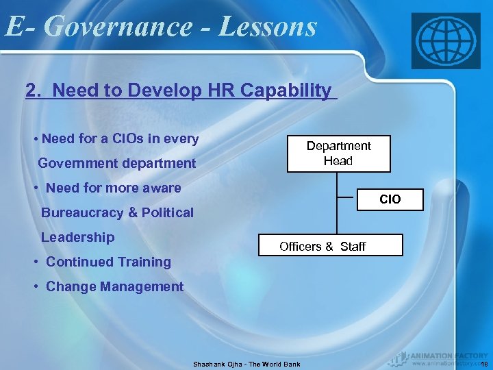 E- Governance - Lessons 2. Need to Develop HR Capability • Need for a