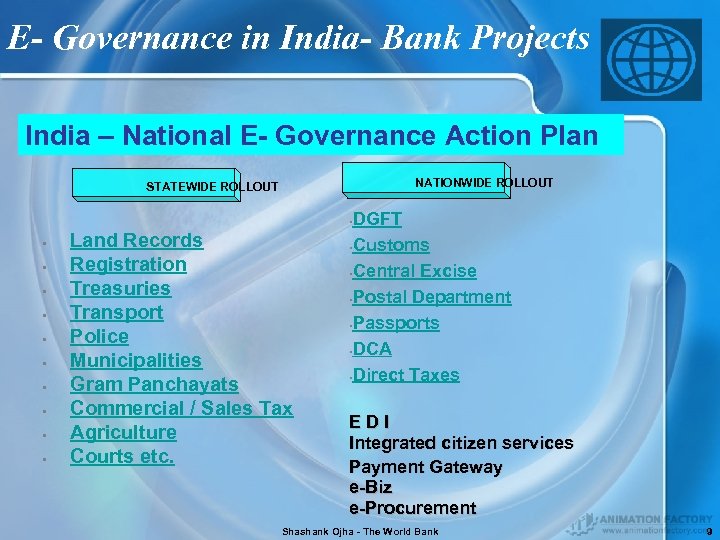 E- Governance in India- Bank Projects India – National E- Governance Action Plan NATIONWIDE