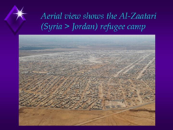 Aerial view shows the Al-Zaatari (Syria > Jordan) refugee camp 
