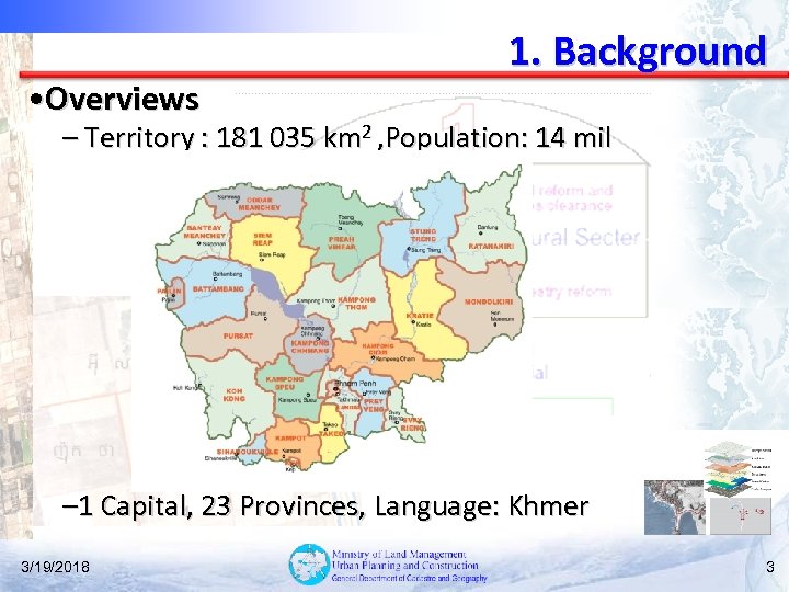  • Overviews 1. Background – Territory : 181 035 km 2 , Population: