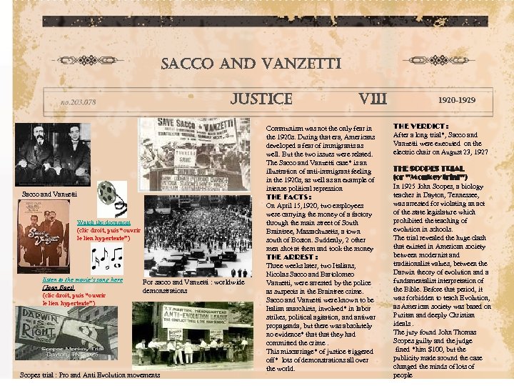 s. ACCo ANd VANZetti JUsti. Ce Sacco and Vanzetti Watch the document (clic droit,
