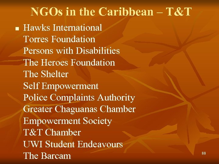 NGOs in the Caribbean – T&T n Hawks International Torres Foundation Persons with Disabilities